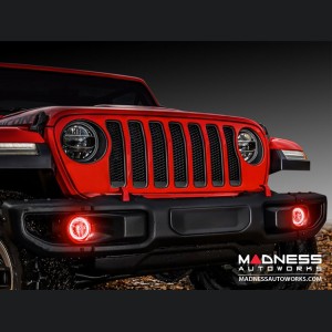 Jeep Wrangler JK Surface Mount Fog Light Halo Kit - Red LED